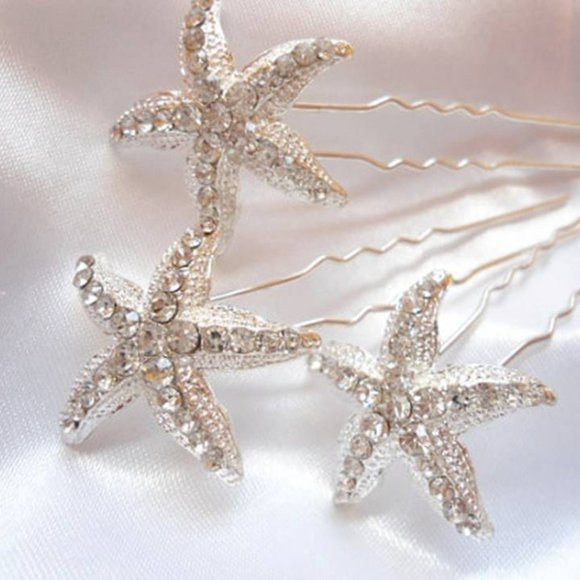Accessories - Beach Wedding Starfish Hair Pin Rhinestone Clip